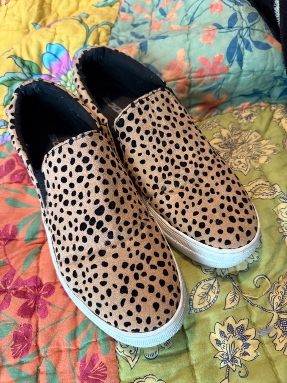 Soda Leopard Print Slip-On Sneakers in Tan and Black
